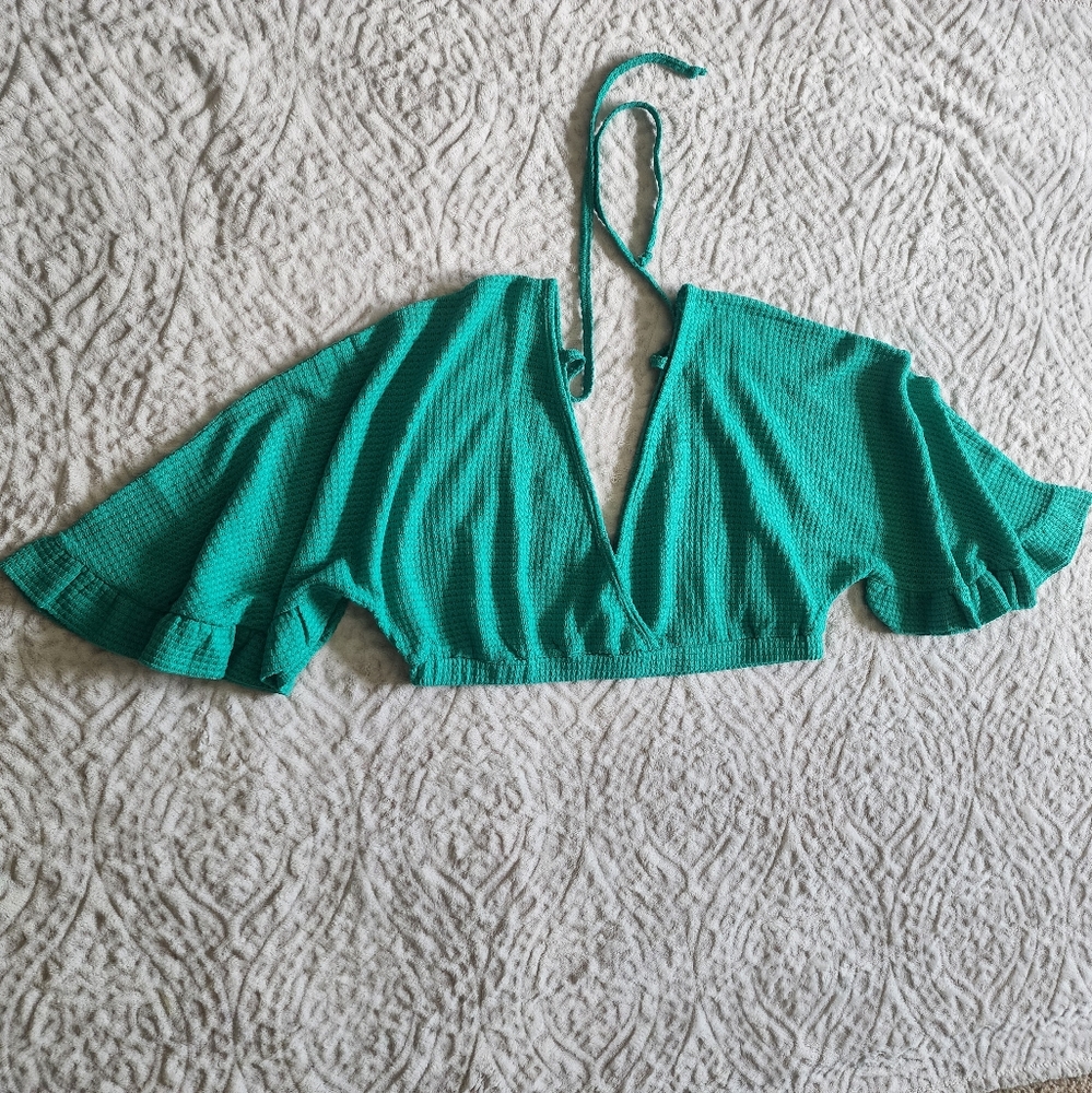 VENUS Women's Swimsuit Waffle Knit Cover-Up Pants And Top Set Sz XL Green - Picture 5 of 15